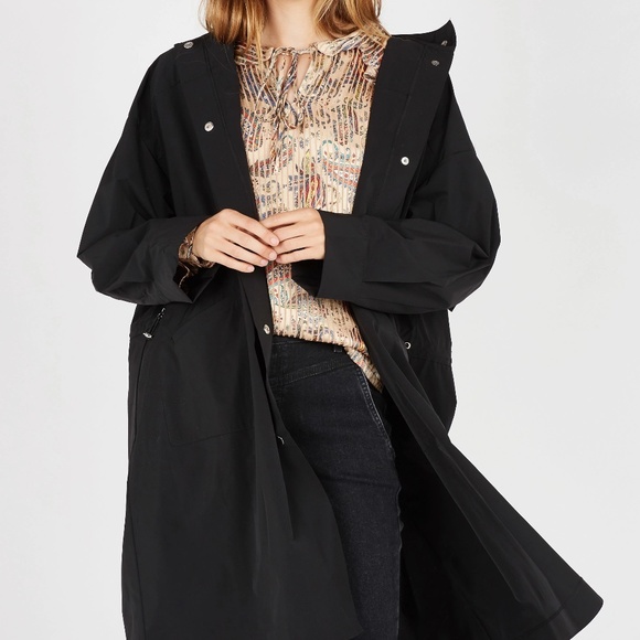 MAJE Trench Coat In Black Sz 1 - Picture 7 of 11